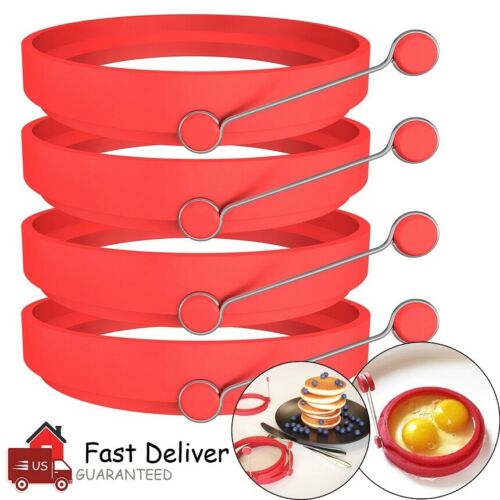 4 Pack Silicone Egg Fried Ring Round Mold Pancake Breakfast Cooking Tool Kitchen