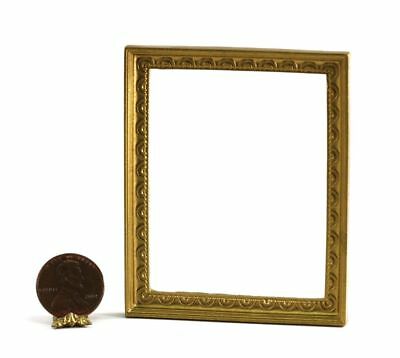 Dollhouse Miniature Large Rectangular Gold Picture Frame With Scallop Design