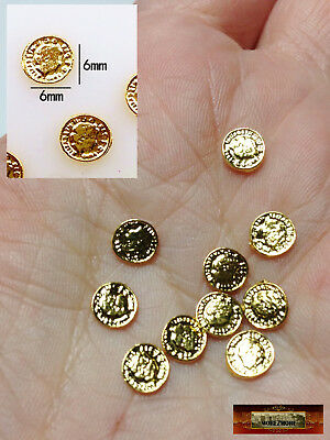 M00686 Morezmore 10 Miniature Gold 6mm Coins Metal Money 1:6 Scale Prop